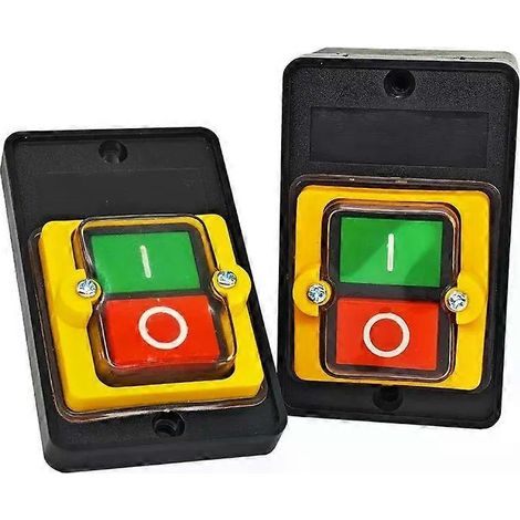 Interrupteur à bouton-poussoir étanche marche/arrêt 10 A 250 V/380 V pour machine de découpe, perceuse d'établi, moteur en plastique - JXLGV (1/4)