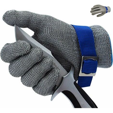 Gant Anti-Coupure - Maille En Acier Inoxydable - Protection Niveau EN388 9 - Pour Cuisinier Mécanicien Jardinier - Taille L (1/5)