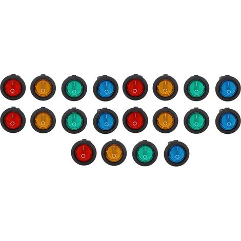 Interrupteur à bascule rond LED 20mm 3 broches, lot de 20 pour éclairage auto 12V ON/OFF (1/5)