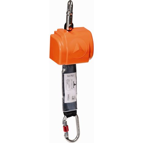 Delta Plus – Antichute minibloc 2,5m – Sangle 46mm avec dissipateur d'énergie – Mousqueton acier AM002 – Pour chantiers humides