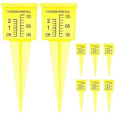 Pluviomètre d'extérieur (lot de 8) : outil de mesure des précipitations en plastique de 3,8 cm (1,5 pouce) pour jardin, pelouse et cour  indicateur d'eau pour arrosage automatique et surveillance mété (1/4)