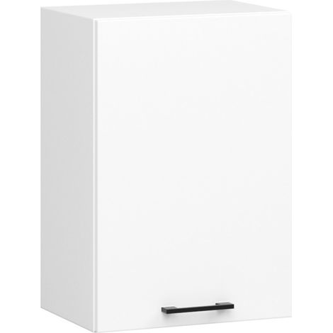 Akord – Armoire de cuisine haute 58 cm – 50 cm de large – 30 cm de profondeur – 1 porte battante – 2 étagères en panneau stratifié blanc