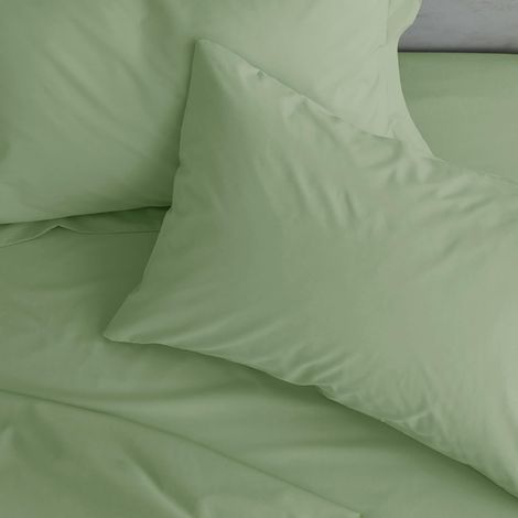 Paire de taies d'oreiller Standard en Percale Facile à Repasser Vert Sauge (1/5)