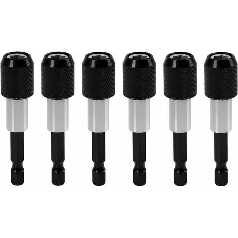 6pcs Porte Embouts Magnétiques à Changement Rapide 1/4", Embout Magnétique pour Visseuse Perceuse, Porte Embout Aimanté de 60 mm pour Visseuses, Tournevis et Perceuses Électriques Noir (1/5)