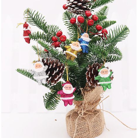 Pendentif Pere Noel - Décoration De Noël Pour Arbre À Cadre Ou Fenêtre - 6 Pièces (1/5)