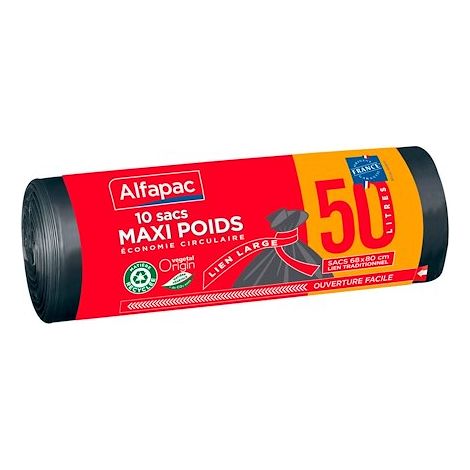 Sac poubelle maxi poids Alfapac 50 Litres - Colis de 40 (1/3)