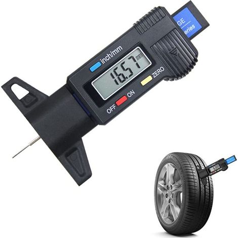 SABIR Jauges de Profondeur Pneus, Jauge de Profondeur de Bande de Roulement de Pneu, Jauge de Profondeur Numerique avec Écran LCD pour Voitures, Motos, Camion, Metrique/Pouce-1pc (1/5)