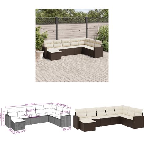 8-tlg. Garten-Sofagarnitur mit Kissen Braun Poly Rattan - Gartensofas - Gartenmöbelset - PE-Rattan Möbel - Outdoor Sofa - Lounge Set - Home & Living (1/3)