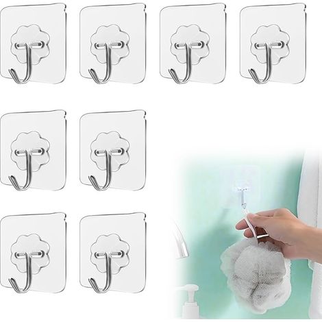 8 ganchos adhesivos de pared resistentes, autoadhesivos, para abrigos, toallas, llaves, baño, cocina.