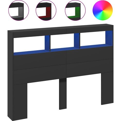 Maison Exclusive - Cabecero de cama con LED negro 140x17x102 cm