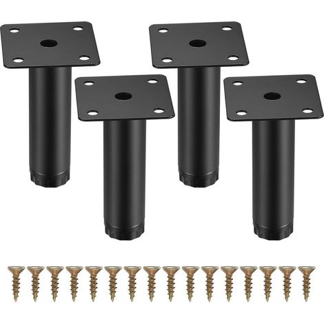 4 Pièces Pieds de Meuble, 8 cm/3,15 Pouces Pieds de Meubles Réglables, Pieds de Support en Fixation en Métal pour Meubles/Table/Chaise/Bureau/Cuisine/Armoire/Canapé (1/5)