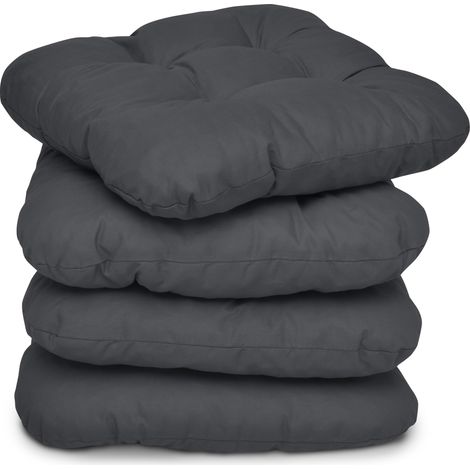 Beautissu Lisa Set di 4 Cuscini da Sedia - 40x40x8 cm - Cuscino di Seduta per sedie di Casa e Giardino, Imbottitura Comoda e Spessa Antracite (1/5)