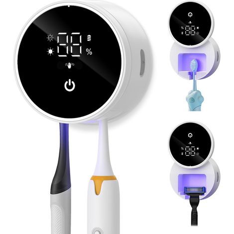 Brosse à Dents UV Améliorée avec Support Mural, écran LED, Couvercle à Induction Automatique, Nettoyage et Séchage 60 Degrés, pour la Maison et Les Voyages (1/5)