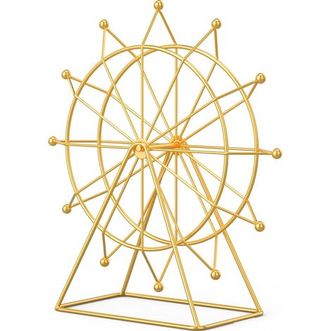 Ornement de grande roue, sculpture de roue, décoration vintage, décoration de table de salle à manger, petite étagère, décoration de bureau ou de meuble TV, fer, doré