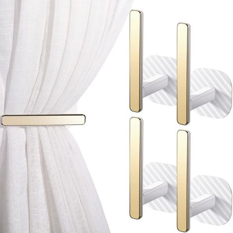 Pieces Gold Self Adhesive Drapery Curtain Tiebacks L Shape Curtain Hooks 14.5cm