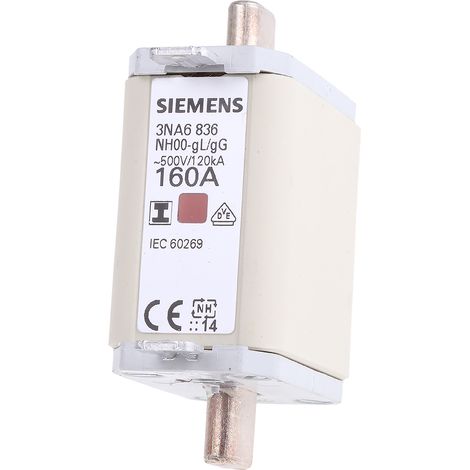 Fusible NH 160A Siemens NH00 500V c.a., gG ( Prix pour Paquet de 3 )