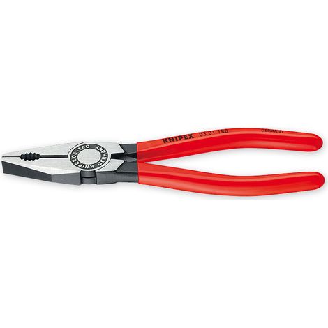 Knipex – Pince universelle 180 mm – Tranchants longs trempés par induction – Acier à outil spécial – Pour câbles épais et fils durs
