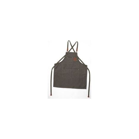(Grigio-verde) Grembiule da cucina da uomo, grembiule in tela con 3 tasche, impermeabile e regolabile, per barbecue, ristoranti, giardinaggio, falegnameria, 78 x 68 cm - Crezuo