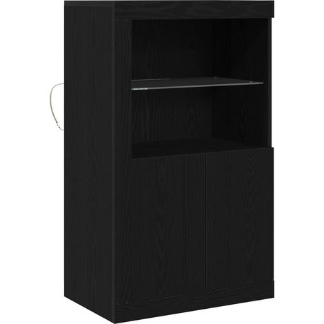 Maison Exclusive - Madia LED Rovere Nero 60,5 x 37 x 100 cm Legno multistrato