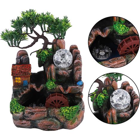 Dekorative Tischbrunnen aus Harz mit Vernebler und LED, simulierter Felslandschaft, für Zuhause und als Geschenk (1/5)