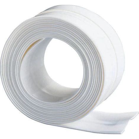 Bande d'étanchéité blanche pour baignoire et douche de 3,5 m,autocollante,flexible,résistante à l'essuyage,50 mm,imperméable et durable (1/4)