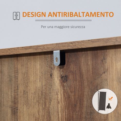Credenza design panneau particules et métal, 3 tiroirs, 2 armoires 2 portes avec étagères, 120x39,5x77 cm (1/5)