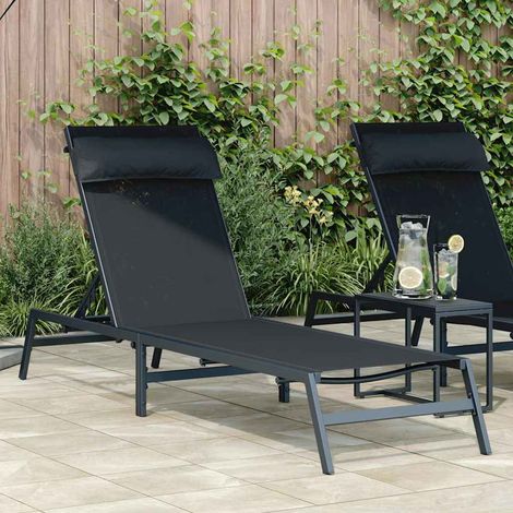 vidaXL Lettino 1-persona Nero 197 x 54 x 86 cm Acciaio e textilene (1/5)