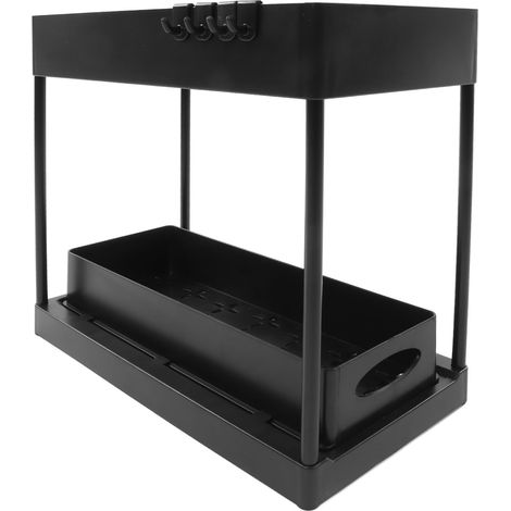 Lot sous-évier coulissant grand capacité, paniers de rangement noirs pour salle de bain, cuisine, placard, buanderie, bureau (1/5)
