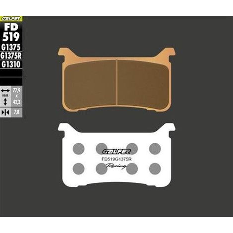 Plaquettes de frein métalliques frittées GALFER KH700 (Or) Sport Racing Avant Honda CBR 600RR '18- VFR 800 '17- Crossrunner 800X '17 CB 1000R '18- CB 1000 Hornet '24- CB 1100N/RS '17- CBR 1000RR '17-'