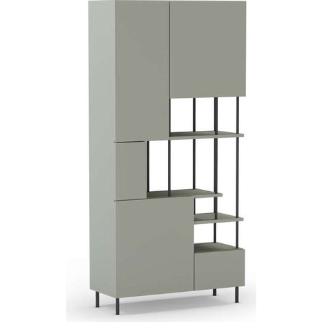 Estantería 5 puertas y estantes modelo Mallorca acabado verde/negro, 175cm(alto) 84cm(ancho) 34cm(largo). (1/4)