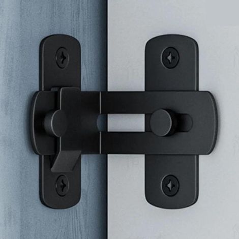 Irovami Serrure porte entrepôt – Crochet verrouillage porte grange, acier inox/carbone noir – Idéal pour porte coulissante, atelier, extérieur (1/5)