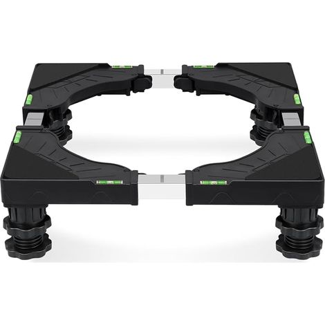 W B D WEIBIDA Washing Machine Base, 4 Padded Feet, Washing Machine Support Load 200 kg, Adjustable Width 40-62 cm, Height 10-12.5 cm Appliance Holder for Washing Machines, Black (1/3)