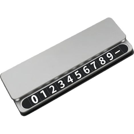 Plaque d'immatriculation de stationnement de voiture en aluminium, avec chiffres magnétiques et curseur de confidentialité, résistante à la chaleur, couleur argent (1/5)
