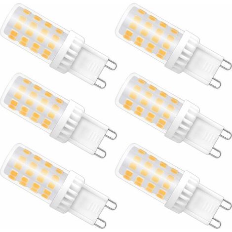Ampoules LED G9 Dimmable, 4W équivalent à 40W halogène, 480 LM, Blanc Chaud 3000K, Culot G9 Standard, Angle de rotation à 360 °, pour Ceiling Lighting, Kitchen, Paquet de 6