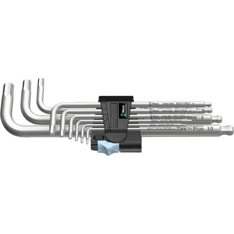 Wera 3950 PKL/9 Brugola interna Kit di chiavi a brugola 1.5 mm, 2 mm, 2.5 mm, 3 mm, 4 mm, 5 mm, 6 mm, 8 mm, 10 mm 9 par