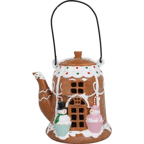 Caffettiera Natalizia H19 cm con Manico e Luci (1/2)