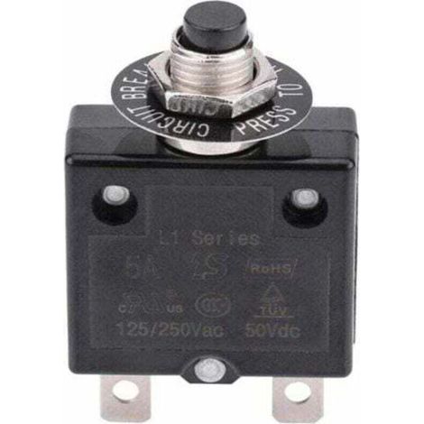 Disjoncteur 15A Interrupteur thermique de réinitialisation en option, 125-250V AC 50V DC Disjoncteur à bouton-poussoir de protection contre les surcharges de courant (1/4)