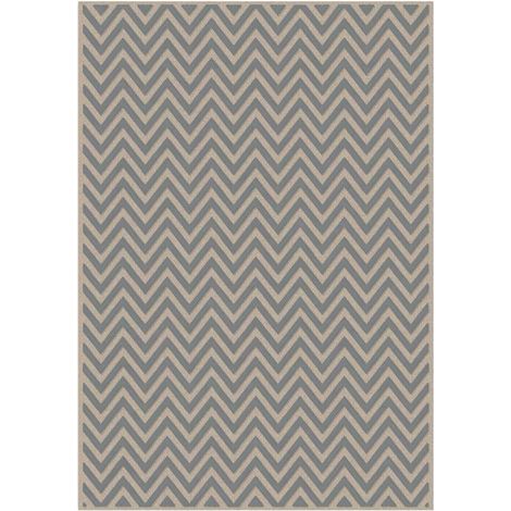 Tapis salon et chambre en viscose 120x170 gris tissé motif géométrique CHEVROL (1/4)