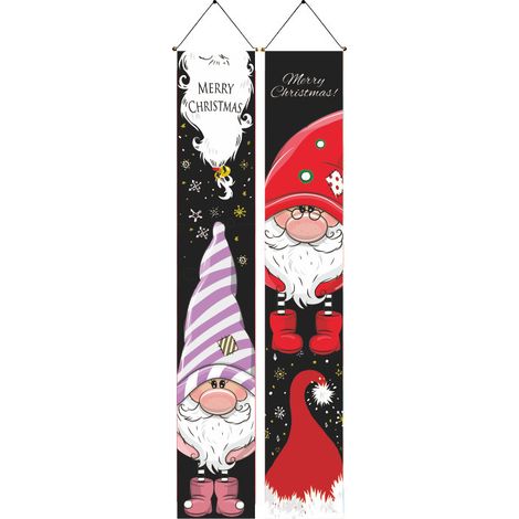 Décoration de Noël et du Nouvel An 2025 : rideau de porte à motifs de couplets de Noël, fond en tissu - 30 x 180 cm - Style 27