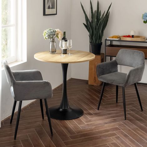 Lot de 2 fauteuils repas 56x56x78 cm en velours côtelé gris - LIVIK