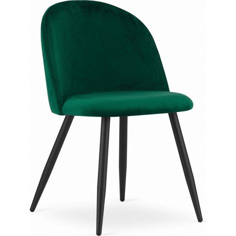 Sedia da pranzo Bello in velluto verde con gambe nere (1/5)
