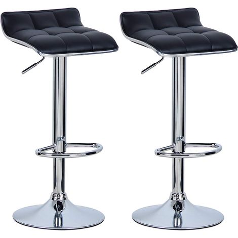 Woltu – Tabouret de bar pivotant en cuir synthétique – Hauteur réglable 62-84cm – Lot de 2 – Base en chrome antidérapante – Charge max 100kg (1/4)