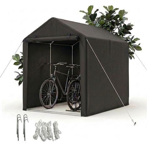 Garage mobile Relaxdays per 2 biciclette, HxLxP: 160 x 120 x 180 cm, finestra, porta con cerniera, nero