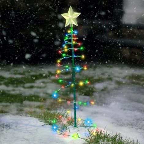 Künstlicher Solar-Weihnachtsbaum, Solar-Weihnachtsbaumdekoration für draußen, Solar-Gartenleuchte für draußen, Solar-Weihnachtslichtergirlande für draußen, LED-Lichterbaum-Weihnachtsdekoration (Farbe)