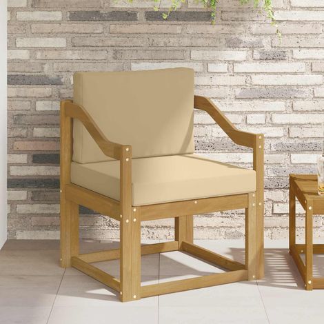 vidaXL Sofá de exterior Poliéster Blanco y Beige (1/5)