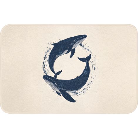 ALFOMBRILLA PARA EL VÁTER Ballenas - Salpicaduras - Círculo - Azul oscuro 60x40 cm