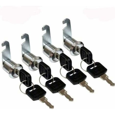 Lot de 4 Serrure Batteuse Cylindre, Verrou de Porte pour Armoire, Serrure Batteuse a Came Barillet pour Boite aux Lettres Tiroir -25mm - Argent