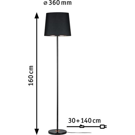 79612 Enja Lampadaire, max. 1x20W, E27, Noir/Cuivre, 230V, Tissu/Marbre/Métal (1/5)