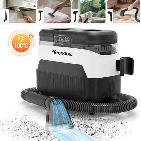 Nettoyeur de taches pour tapis et tissus d'ameublement  Teendow C6MAX – Double réservoir  1450 W  12 000 Pa  Réservoirs d'eau propre (1 250 ml) et d'eau sale (950 ml)  Tuyau de 1,2 m (1/5)