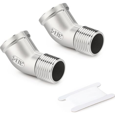 1 pièces coude à 45 degrés en acier inoxydable 304, tuyau mâle 1"BSP vers femelle 1"BSP, raccord de tuyauterie 304 Mbsp X Fbsp(45 Degrés) 1/4"BSP(2 PCS) (1/5)